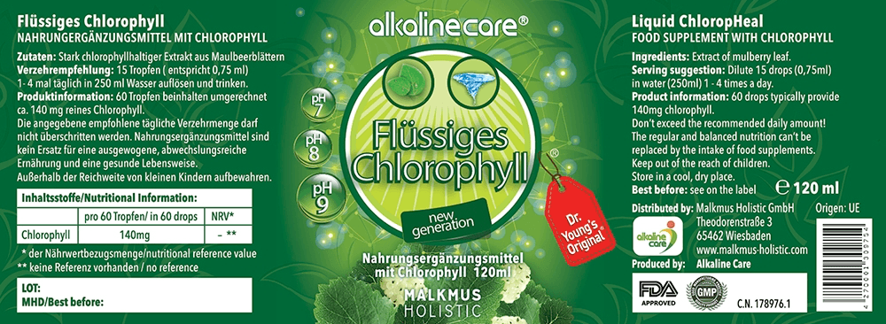 Chlorophylle hautement dosée sous forme liquide pour une puissance et une vitalité naturelles - Malkmus Holistic